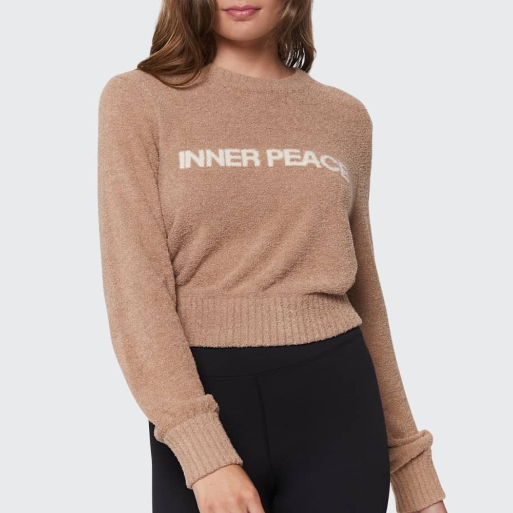 Spiritual Gangster Tan Inner Peace Chenille Sweater Sz S